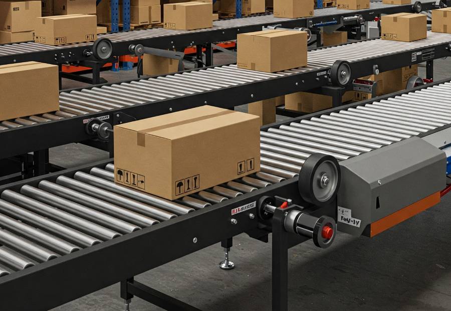 Poly-V driven roller running in packaging sort line